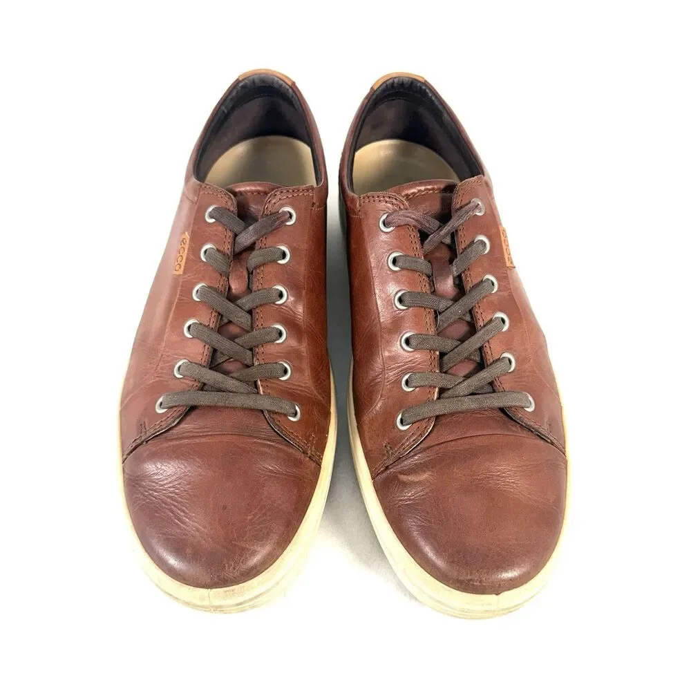 Ecco Mens Brown Soft 7 Leather Lace-Up Casual Sneaker Size 47 US Size 13